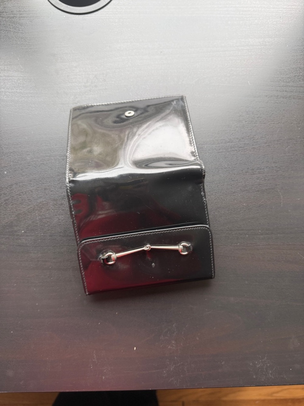Gucci Black Patent Leather Bifold Wallet with Horsebit Detail - Picture 14 of 14